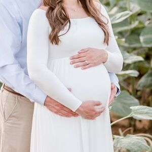Pink Blush Maternity Maxi Dress - Ivory L tall